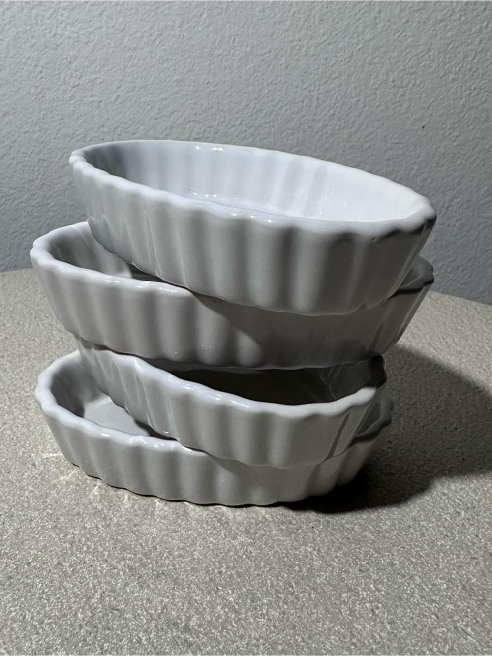 White Ceramic Oval Ramekin Set - Home Kitchen Bakeware - Picture 2 of 5
